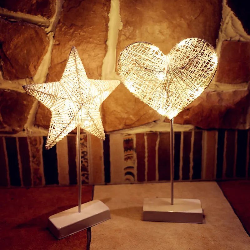 Rattan woven LED star lamp with battery operation for bedroom decorative lighting