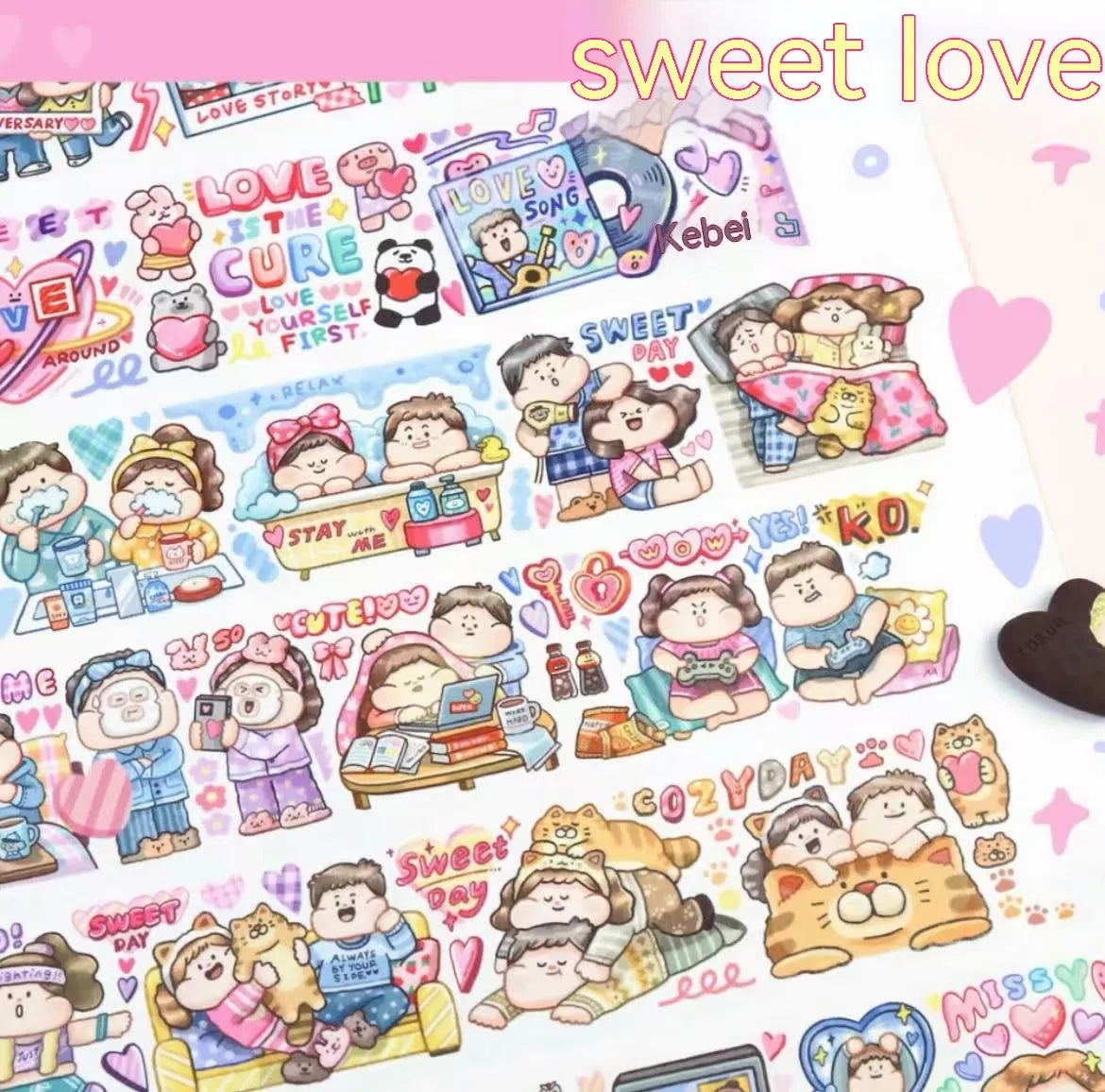 Cute cartoon character sticker on Japanese paper for haemorrhoid tape packaging decoration.