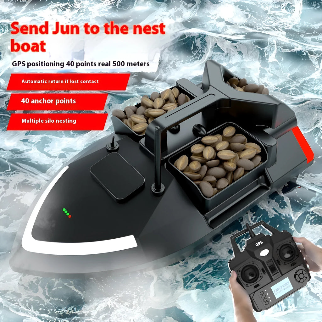GPS remote control fishing boat with Beidou positioning system and LED lights