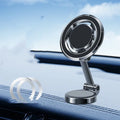 Car mobile phone holder with magnetic mount and flexible clip on dashboard