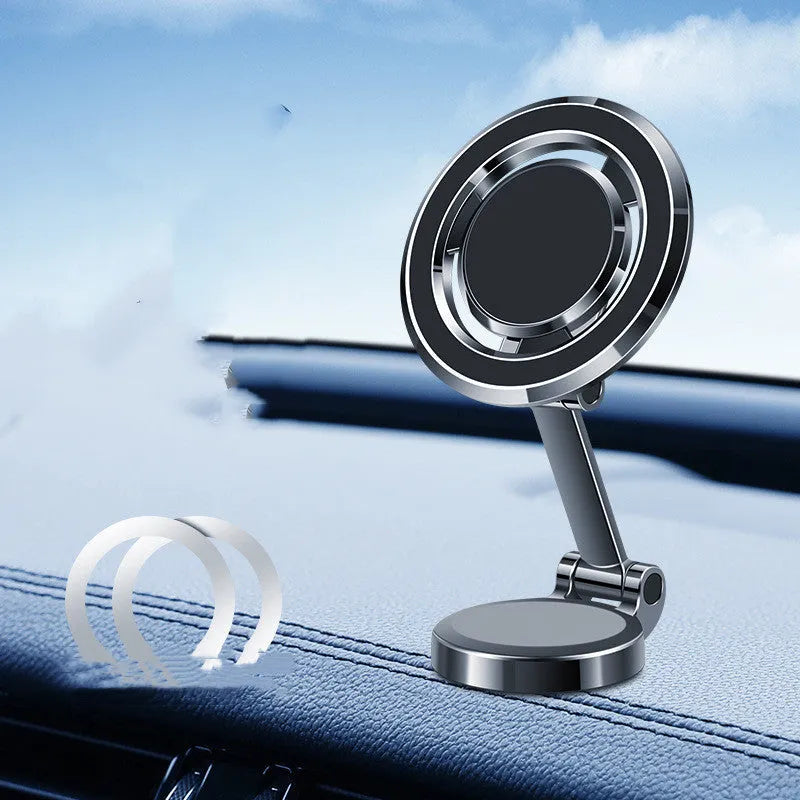 Car mobile phone holder with magnetic mount and flexible clip on dashboard