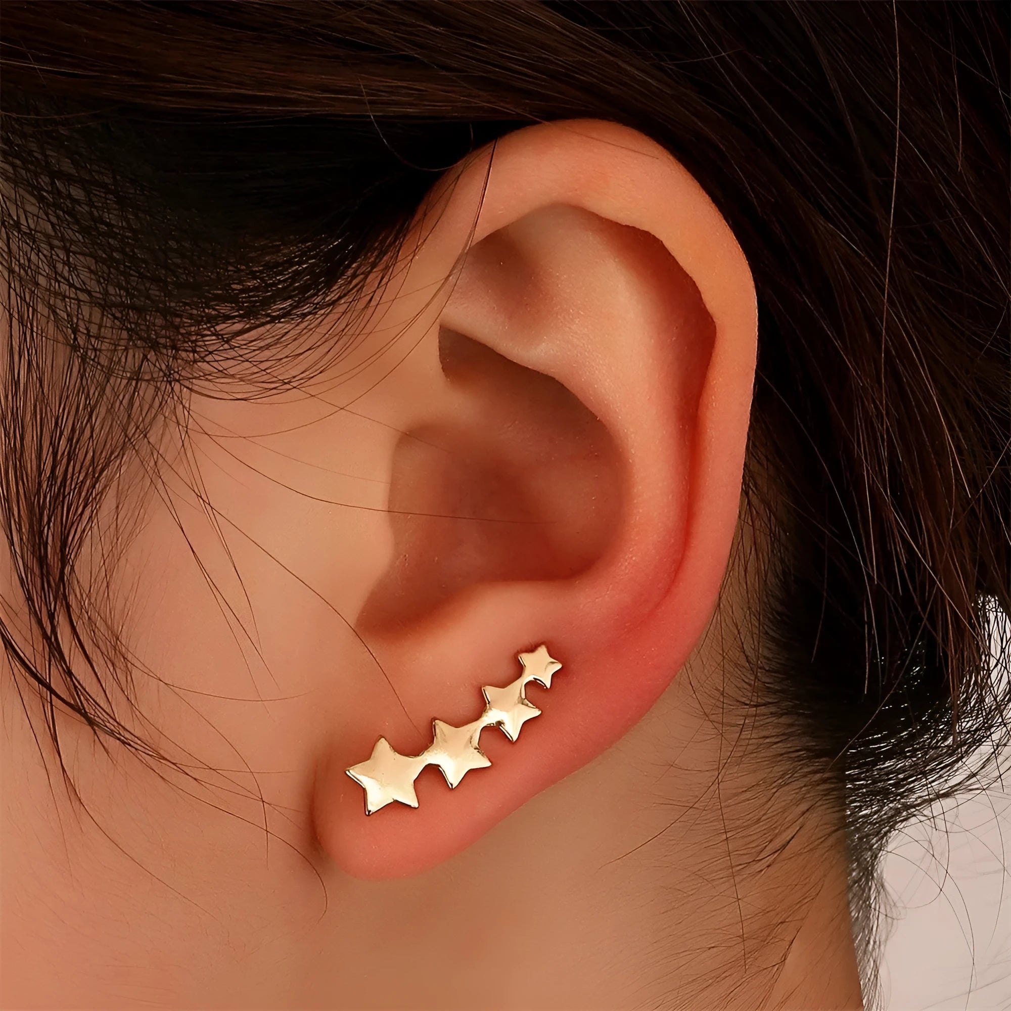 Copper leaves design clip-on earrings for women without pierced ears in KC Golden Star A-896 style