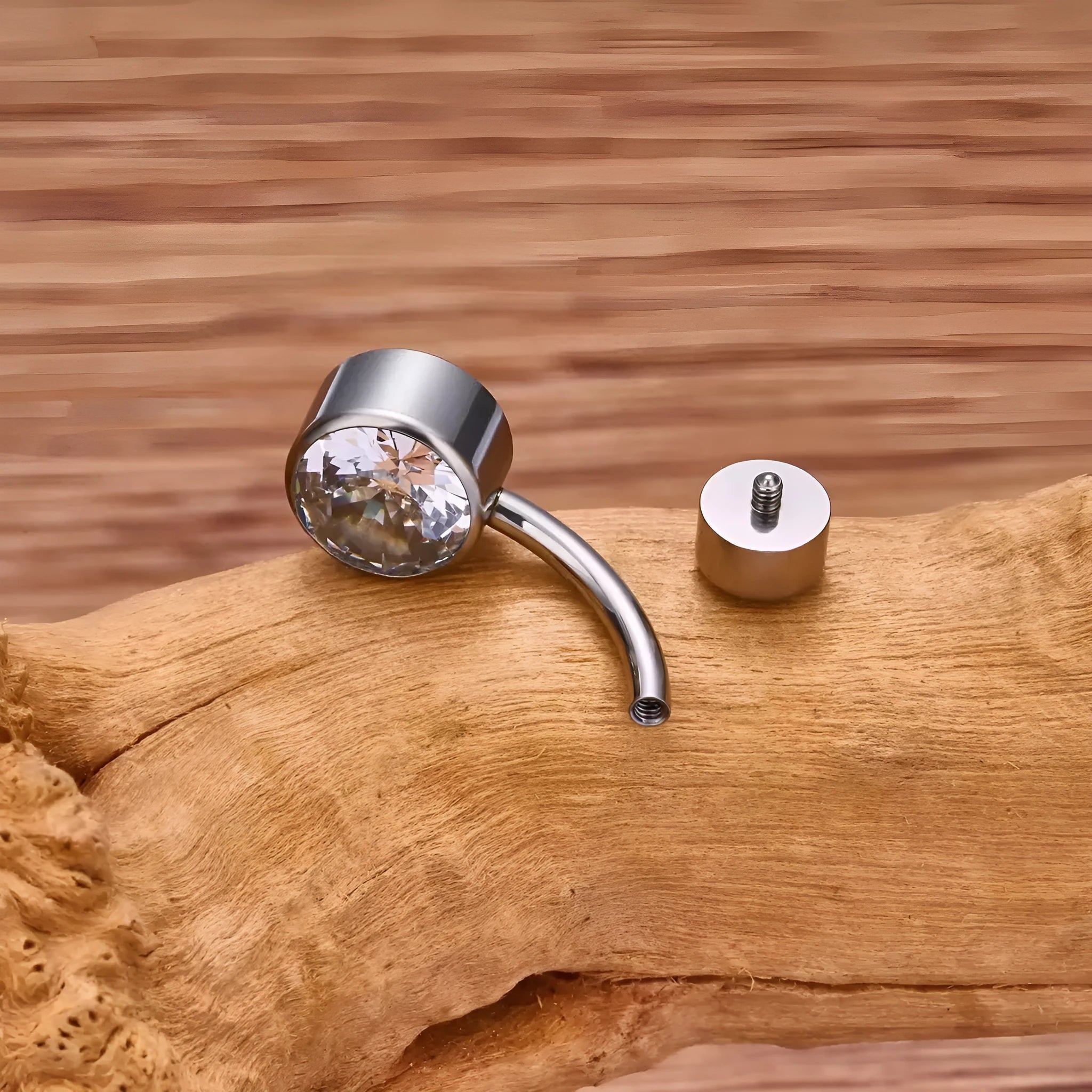 Double-headed zircon titanium alloy navel stud with internal thread in various colors