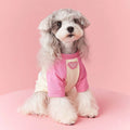 Cotton dog summer clothes with embroidered design in red or pink, sizes XS to XXL