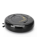 Blue smart robot vacuum cleaner on a wooden floor, showing its dust box and cleaning brush.