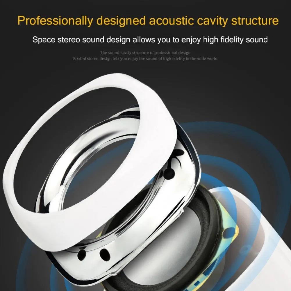 Black or white ABS mini computer speakers measuring 7.2cm with scroll wheel volume control