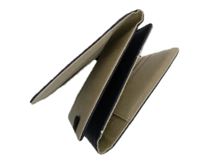 Blue imitation leather PU notebook shell for A4 pages, shown with a clear PP storage bag.