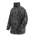 Men's black tie-dye pattern pullover sweater with drop-shoulder sleeves and loose casual fit