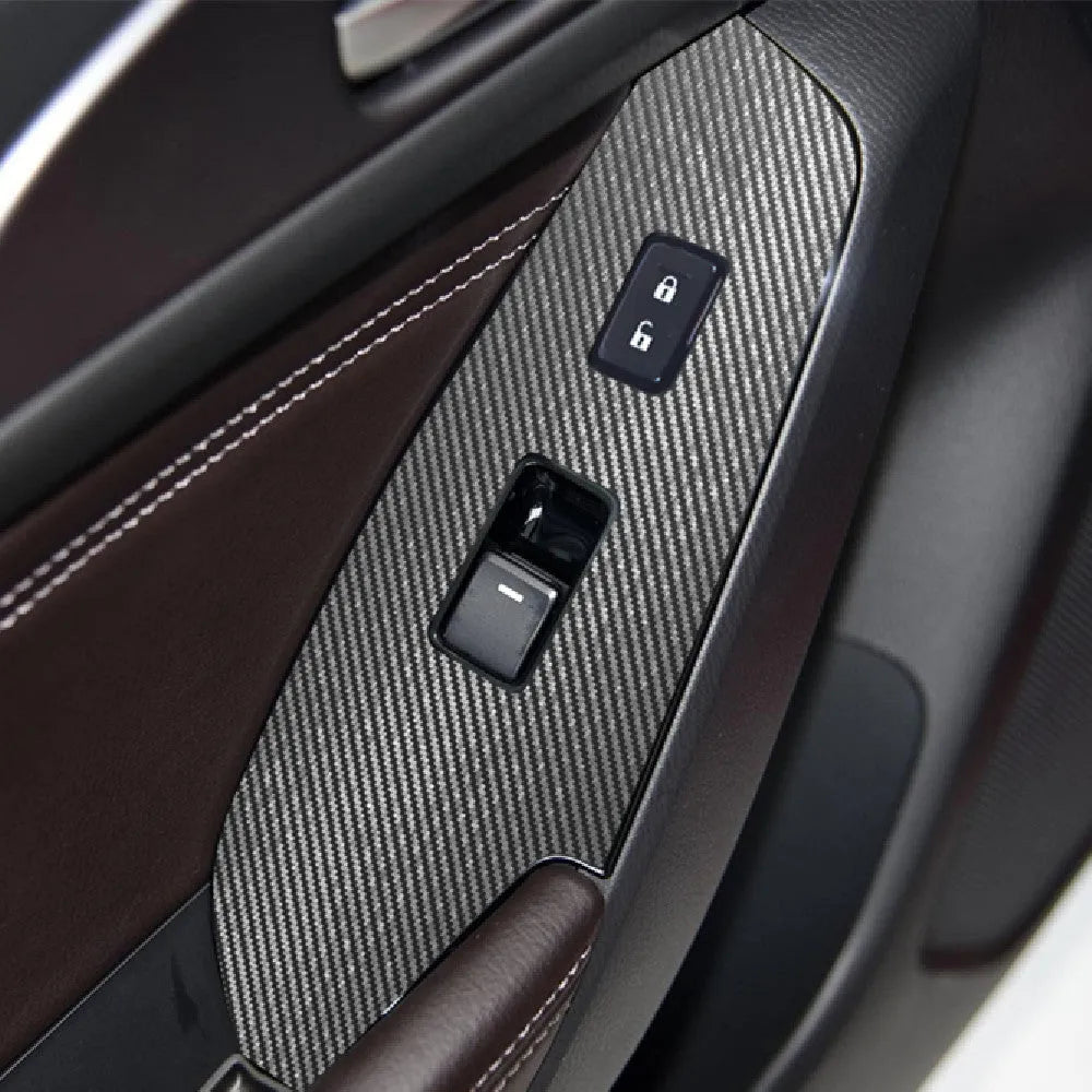 Four TPU protective films for car door control panel glass switches on 2014-2019 vehicles