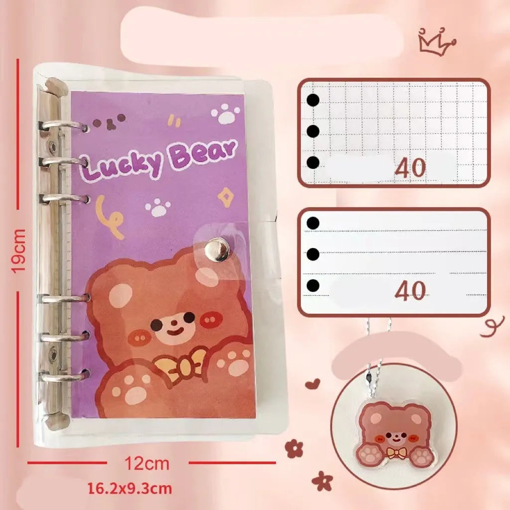 A6 loose-leaf notebook with girl heart character design, 80 sheets, 6-hole punch for student binders