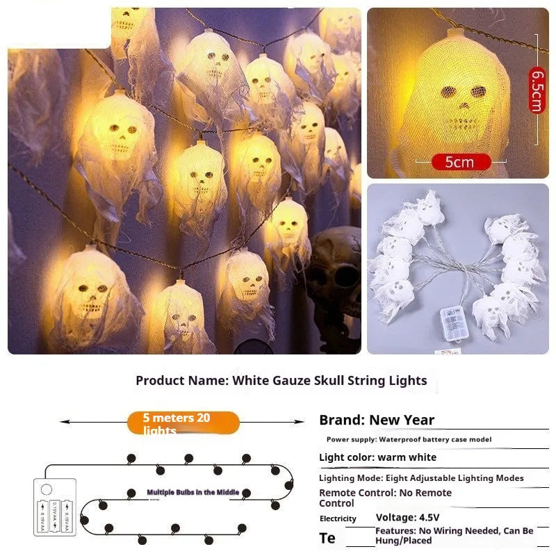 Halloween coloured LED light strand with plastic shell and battery box for indoor wall decoration