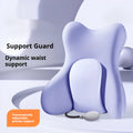 Brown ergonomic memory foam backrest waist pillow with removable cover for lumbar support.