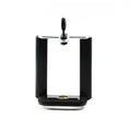 Black plastic U clip phone holder with adjustable hose bracket for mounting a mobile phone.
