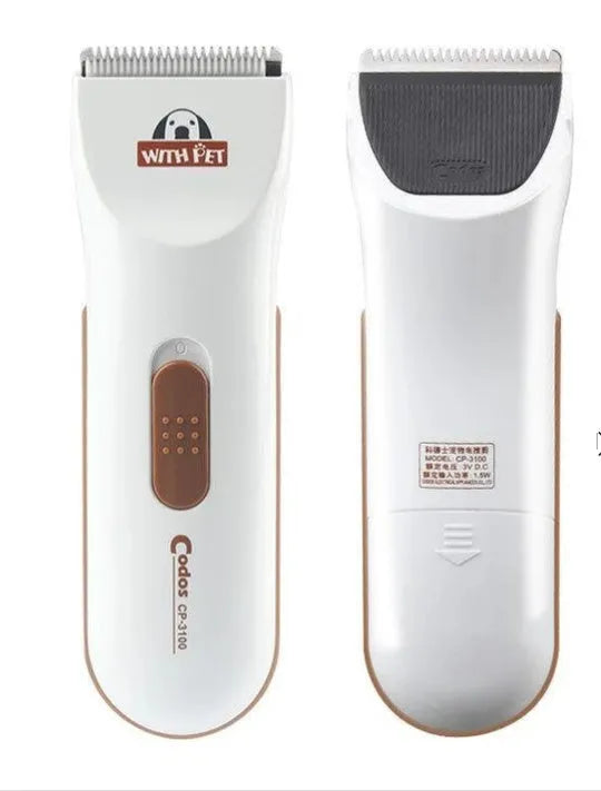 White electric pet hair clipper with ceramic blade for dogs cats grooming
