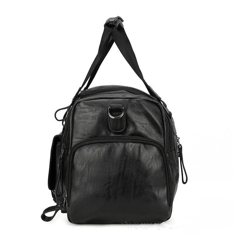 Black travel bag with shoe compartment measuring 52cm long, 19cm wide and 27cm high