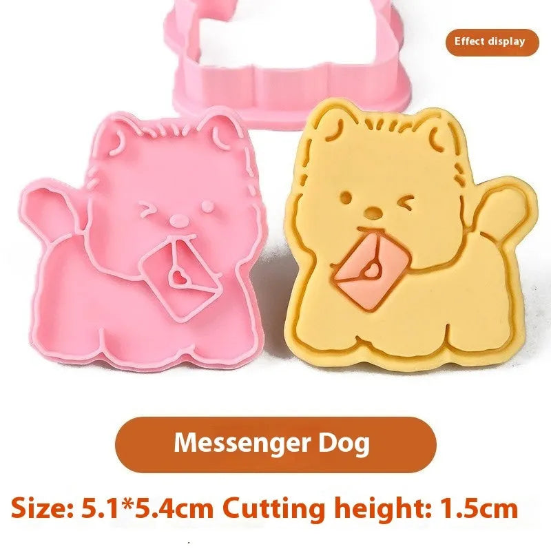 3D plastic puppy cartoon biscuit mould with seven design options