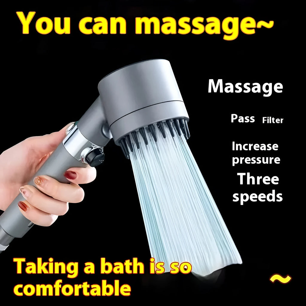 Portable handheld shower head with three spray modes in modern simplicity design