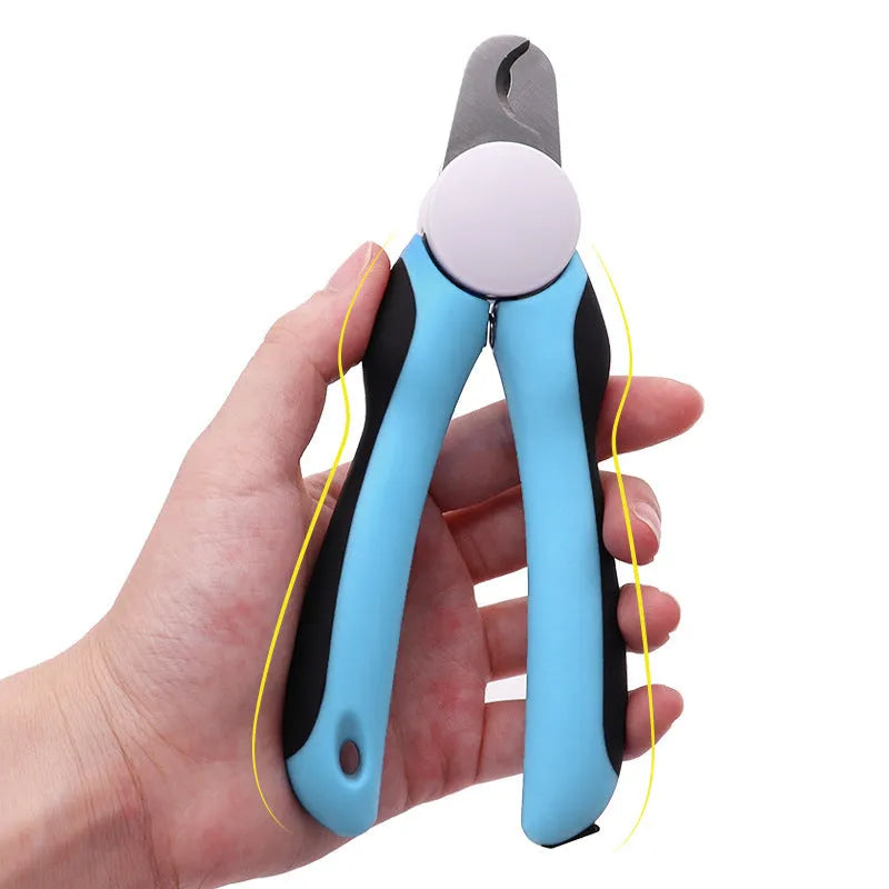 Blue heavy-duty dog nail clippers with safety guard for large dogs and thick nails