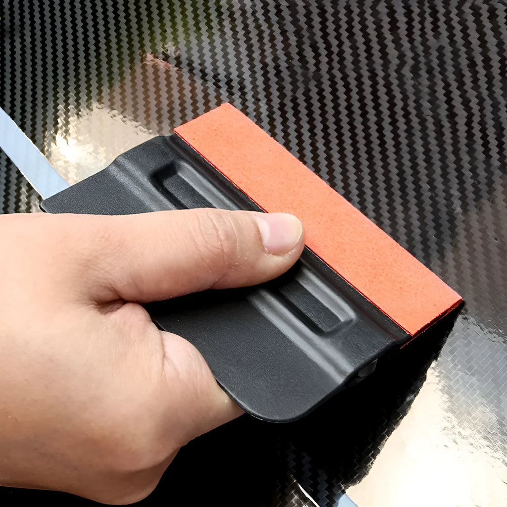 Car film scraper tool with ABS plastic handle and a choice of deerskin or wool scraping surface