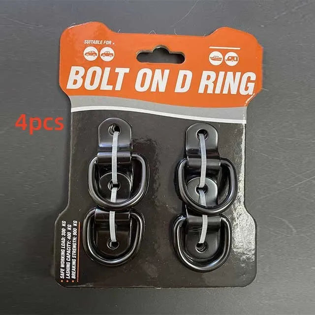 Black carbon steel truck floor hook with a galvanised silver pull ring