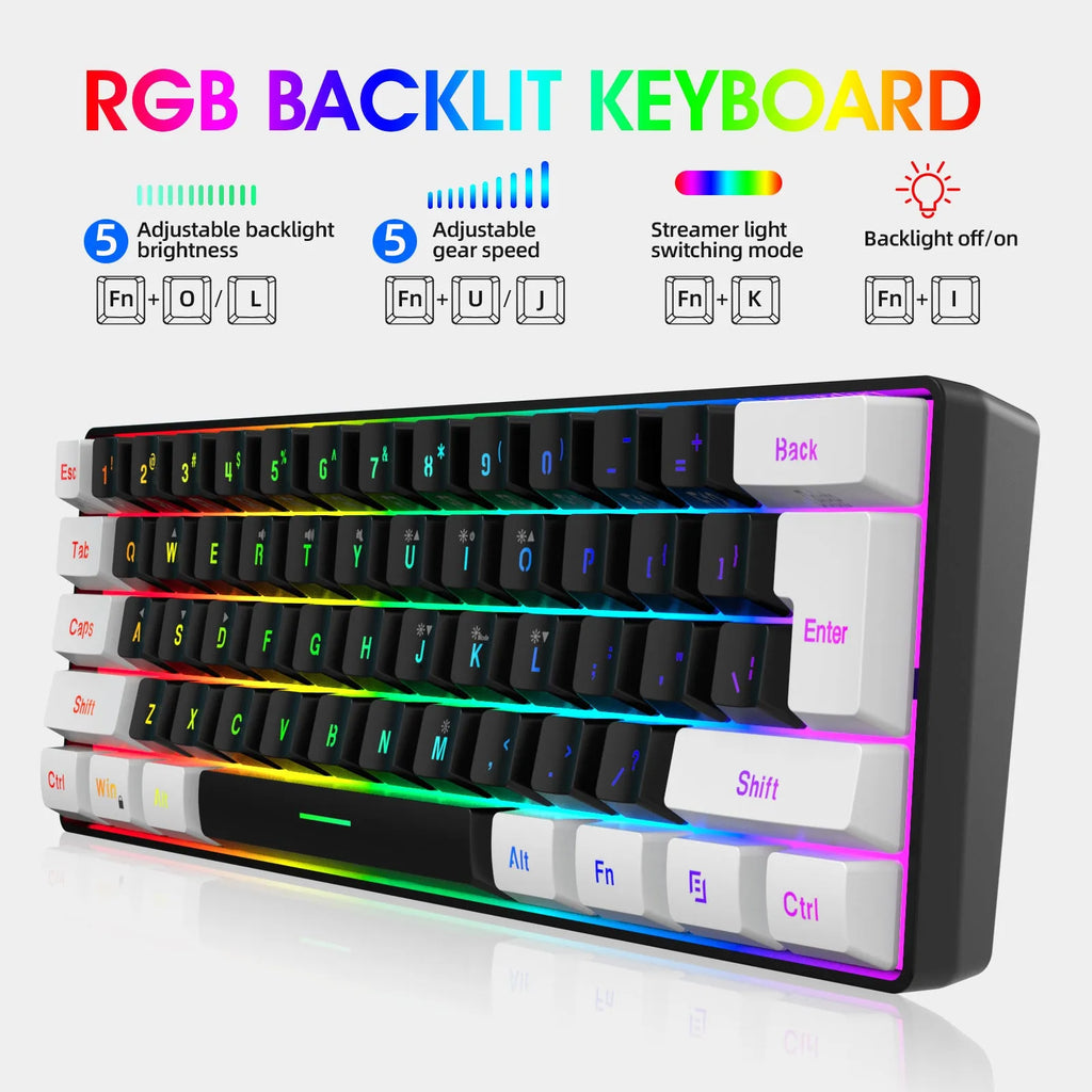 V700WB wireless gaming keyboard and mouse combo in white and black mixed colour with backlight