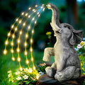 Resin elephant outdoor garden sculpture with integrated LED light strip