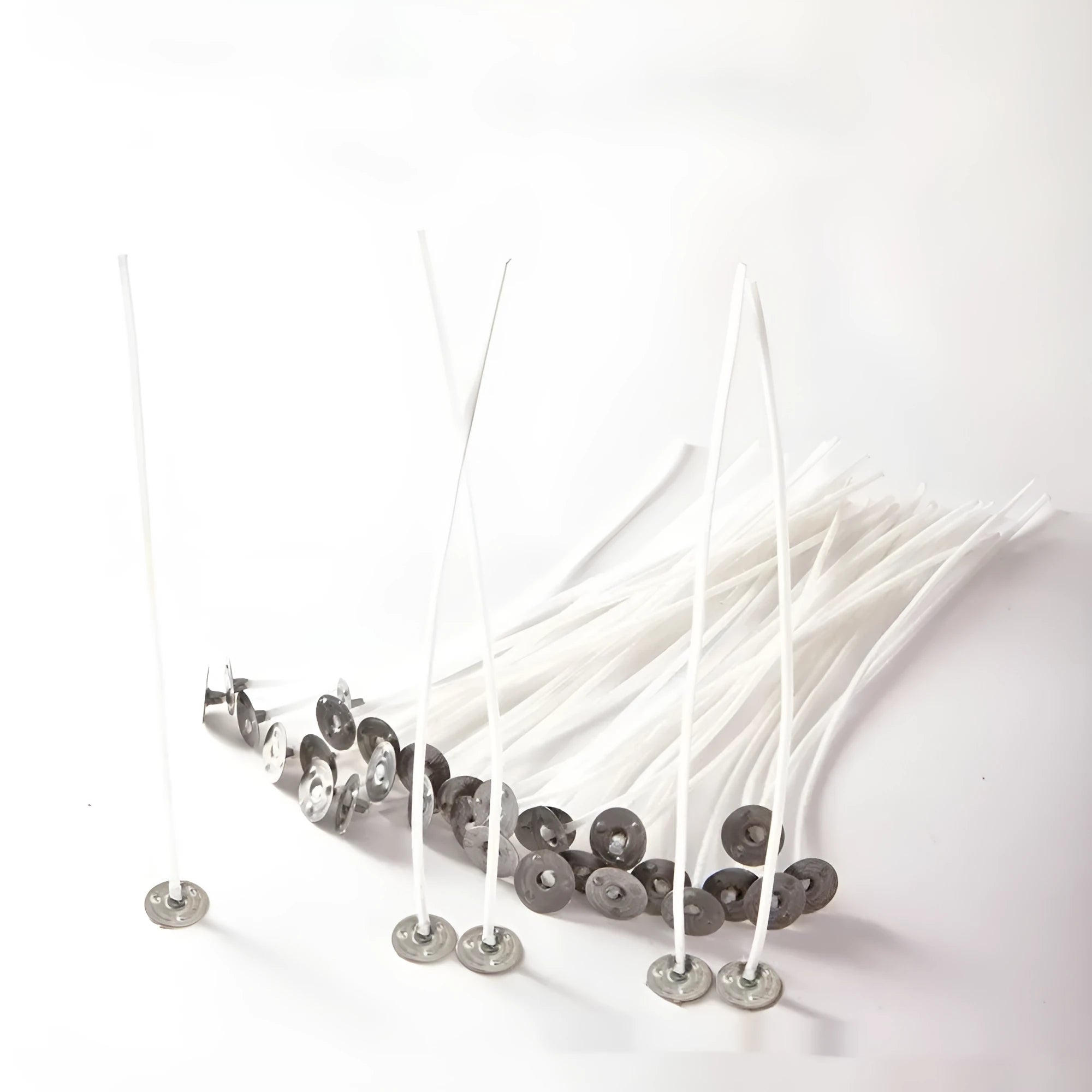 White cotton candle wicks for DIY candle making in three different lengths