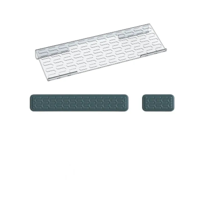 Double sided keyboard and mouse pad with thickened memory foam wrist rest in black resin with non-slip base
