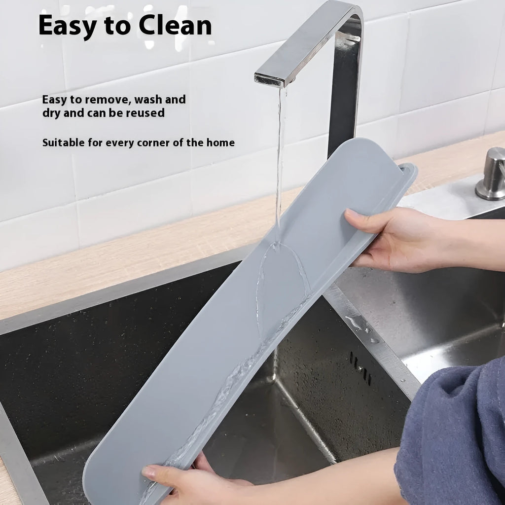 Flexible silicone kitchen sink water blocking plate in grey, blue or black colours