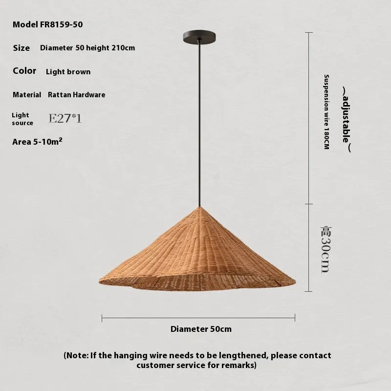 Rattan-weaved ceiling lamp with Silent Style wind patterns in natural material