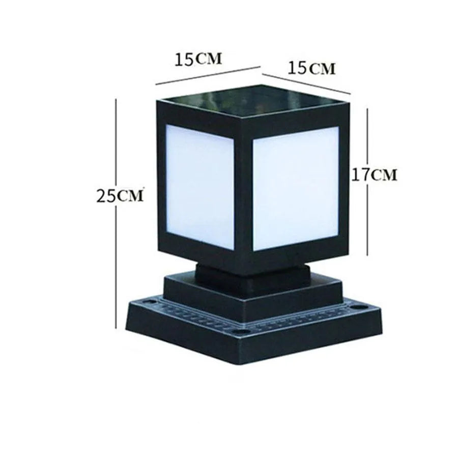 Solar garden lights with LED illumination for outdoor landscape and courtyard areas