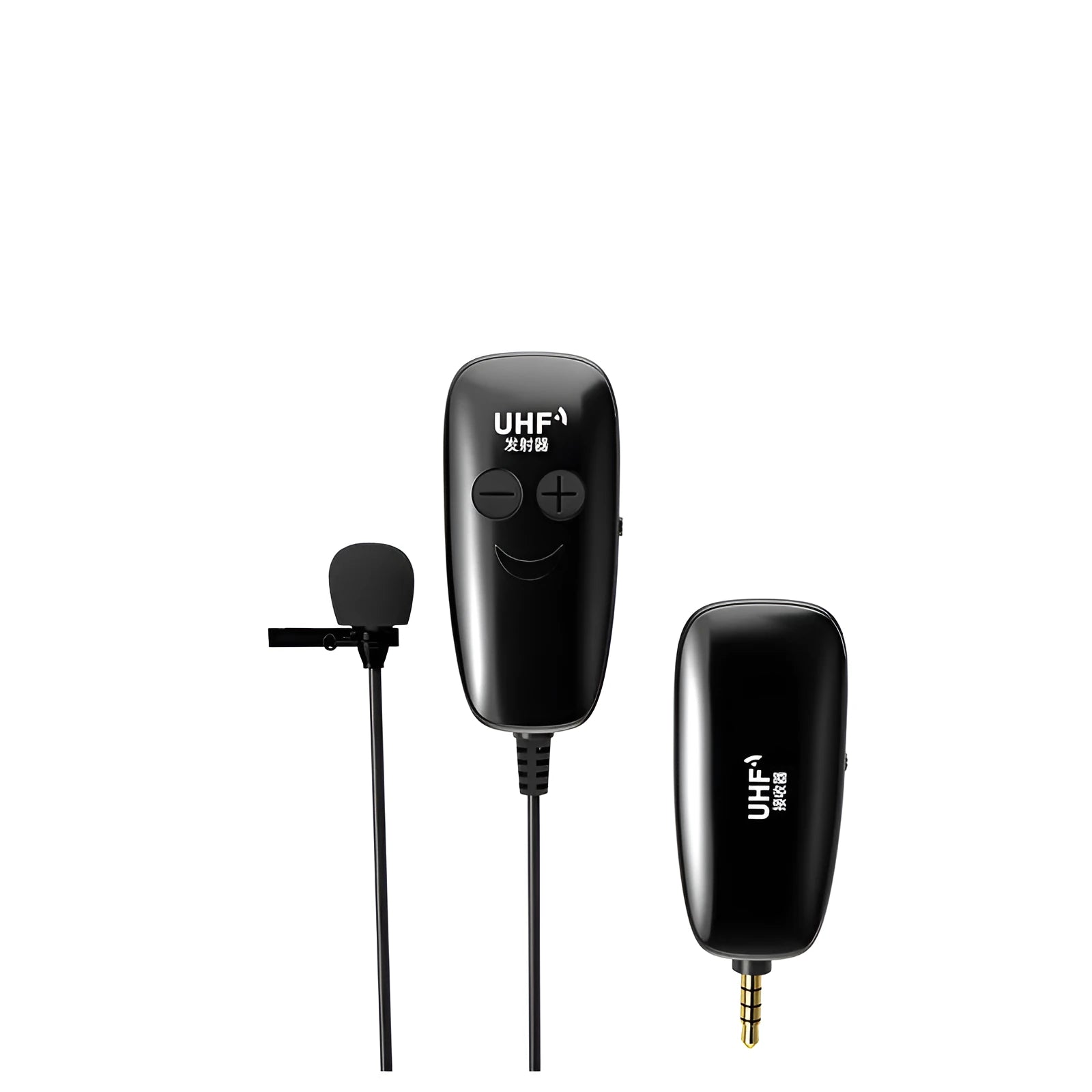 Black lavalier lapel microphone with 3.5mm jack plug for mobile phone voice recording