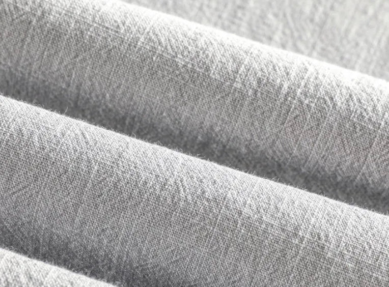 Men's loose fit short sleeve shirt in cotton linen blend solid colour