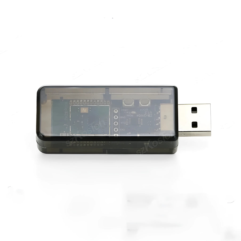 Silicon Labs EFR32MG21 Zigbee USB dongle in a plastic shell for Home Assistant integration.