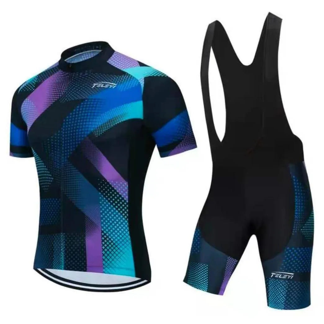 Men's and women's cycling jersey and pants set for summer biking in multiple colours