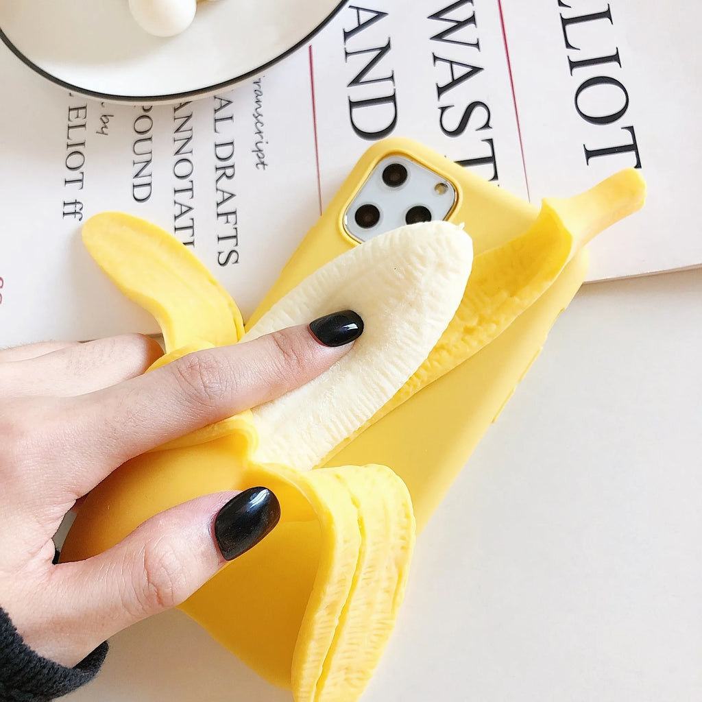 Open banana solid colour IMD back cover case for iPhone phones.