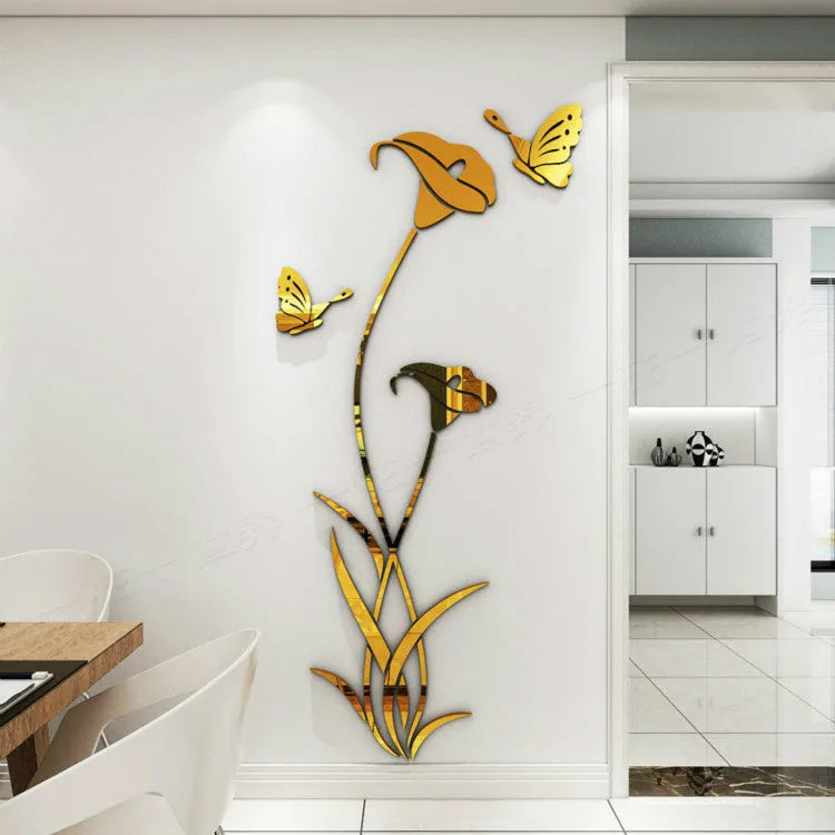 Lily 3D stereo acrylic wall sticker in multiple colours and sizes with left and right orientation options