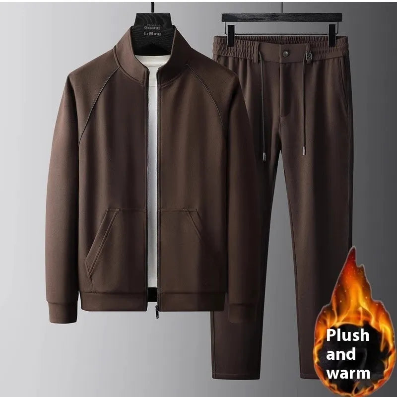 Stand collar sports suit tracksuit in slim fit with coat and pants