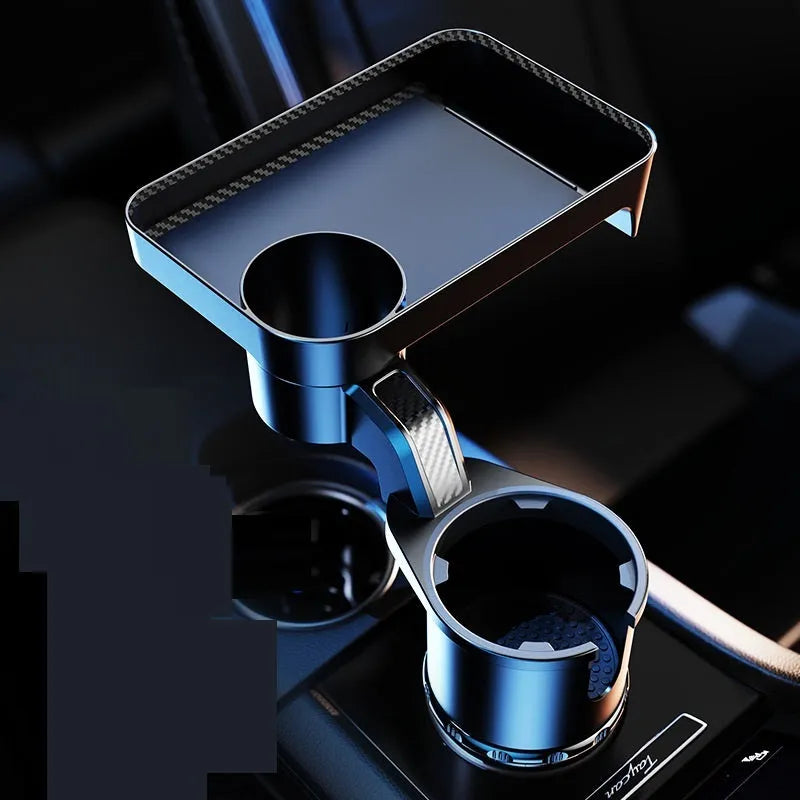 Black ABS plastic car dinner tray holder rotating in vehicle cup holder