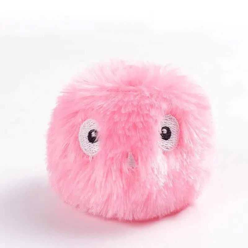 Interactive cat toy ball in blue, pink or yellow colours with 55mm diameter for touch-activated animal sounds