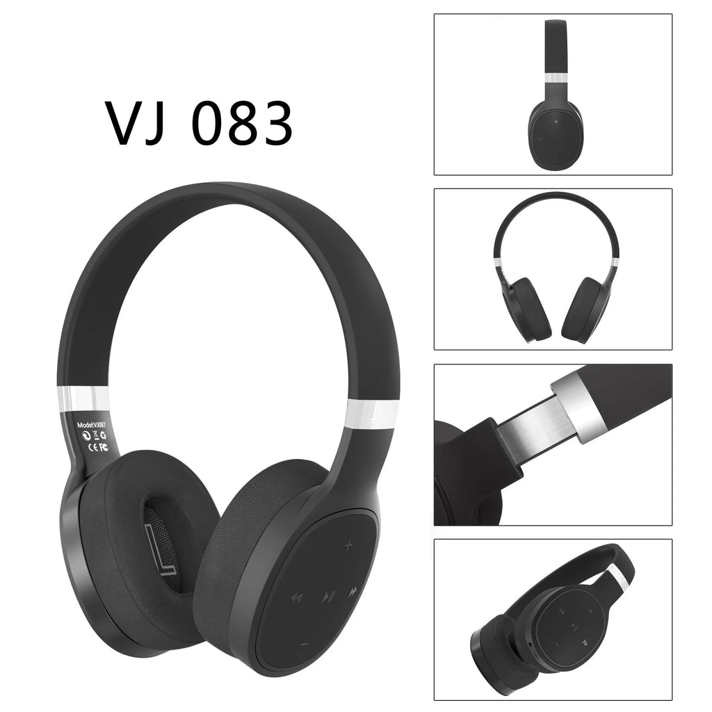 Wireless Bluetooth headset in black, blue, grey, or white colour with over-ear design