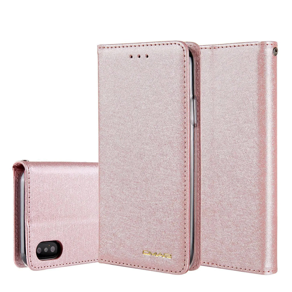 PU leather iPhone flip case in multiple colours showing front card slot and flip cover for Apple iPhone models