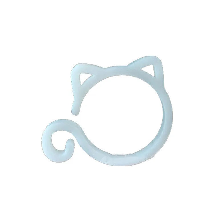 Cat-shaped plastic gardening clip in green colour measuring 3x4cm for plant support