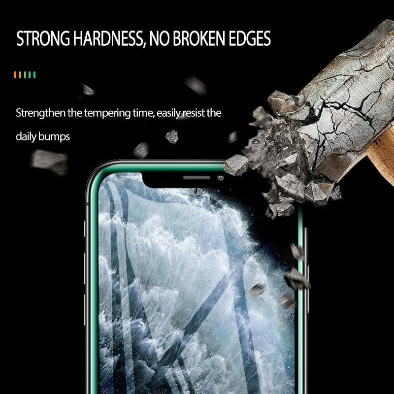 Luminous tempered glass screen protector for iPhone glowing in dark with full coverage design