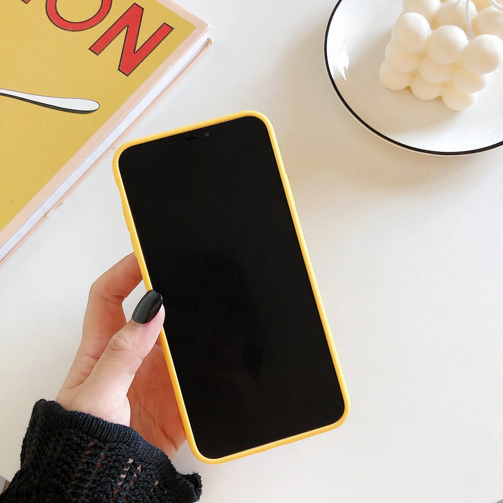 Open banana solid colour IMD back cover case for iPhone phones.