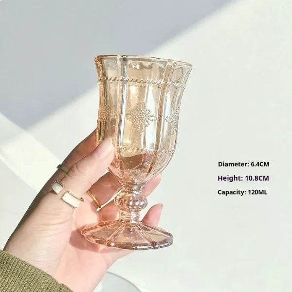 Six different glass designs including goblet, beer stein, champagne glass and themed toasting glasses