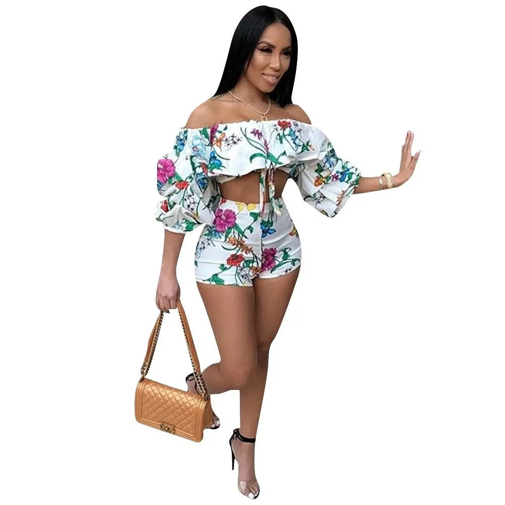Women's two-piece pyjama set with fleece-lined sleeves and multicolour digital geometric print