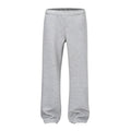 Men's grey cotton straight-leg loose fit trousers with an elasticated waistband on a neutral background.