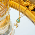 Zircon tulip necklace for women in gold tone with flower pendant on adjustable O-ring chain.