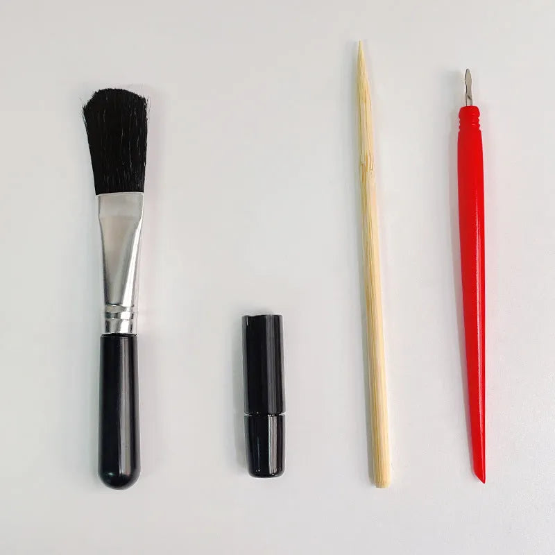 Scratch painting tool set with scraping pens, healing pens, brushes and photo frames for card artwork